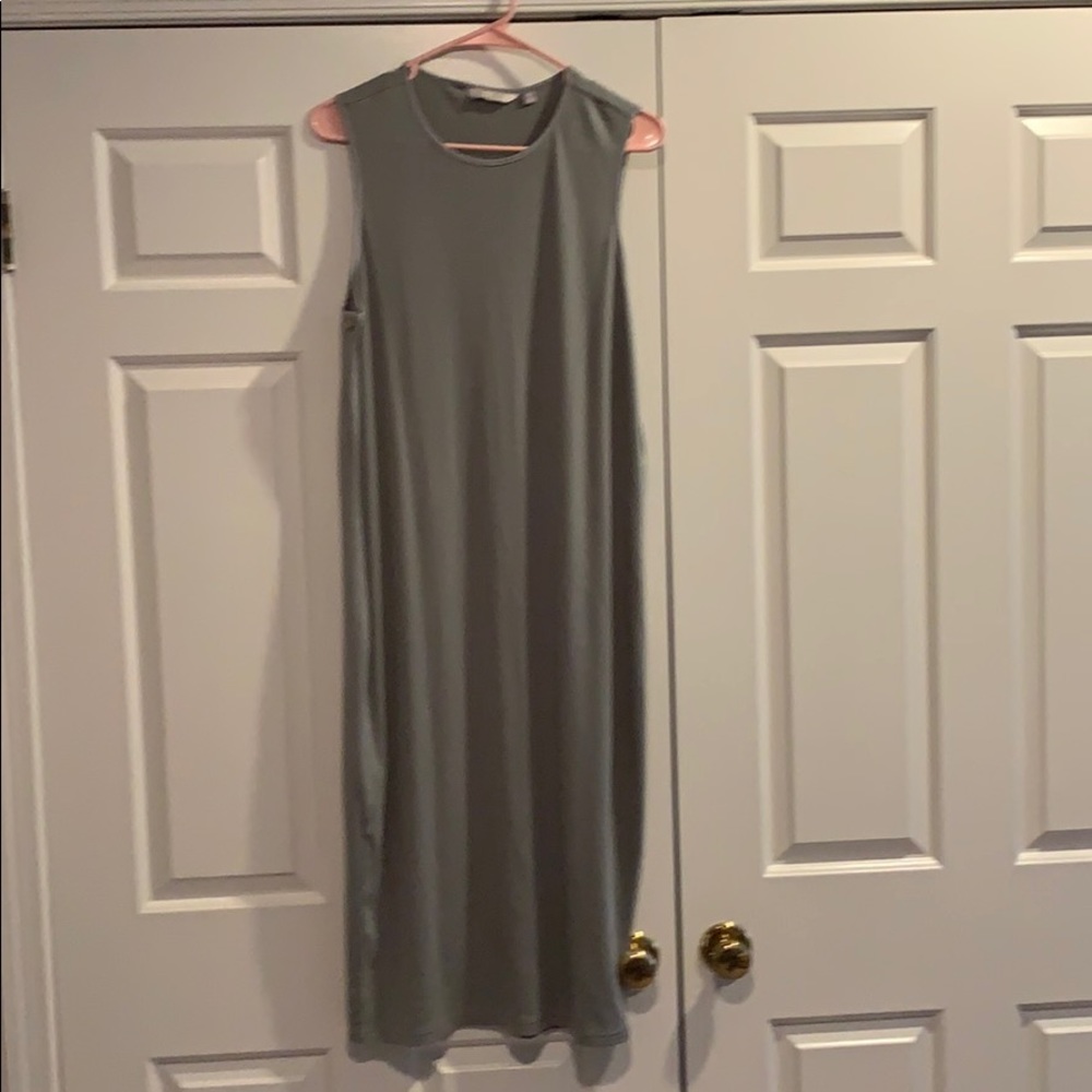 Athelta Large Petit tea length olive green dress